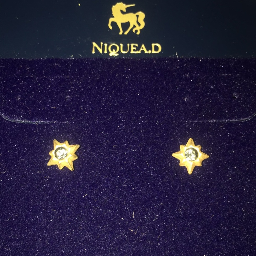 Niquead Antique Gold w/Stone Setting Studs